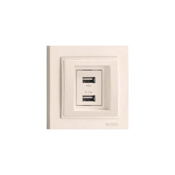 2-я USB розетка Mono Electric LARISA зарядка, слоновая кость 103-010105-178