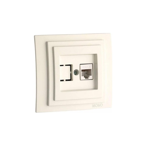 Компьютерная розетка Mono Electric LARISA Rj45, Cat6, слоновая кость 103-010105-125