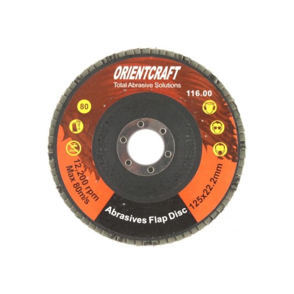Диск лепестковый торцевой по металлу (10 шт; 125x22.2 мм; P80) Orientcraft OCF1252280