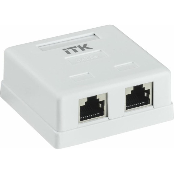 Настенная информационная розетка IEK ITK RJ45 кат. 6 FTP 2-порт CS2-1C06F-22