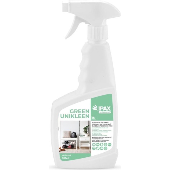 Универсальный нейтральный очиститель IPAX Green Unikleen 500 мл, триггер, готовый раствор GUK-0,5T-2617