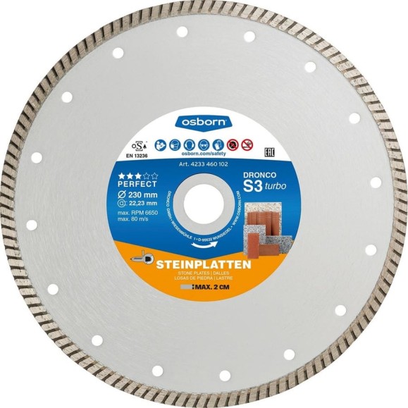 Диск алмазный по камню OSBORN S3 Turbo (230x2.8x22.23 мм) DRONCO 4233460102 Диск алмазный по камню OSBORN S3 Turbo (230x2.8x22.23 мм) DRONCO 4233460102