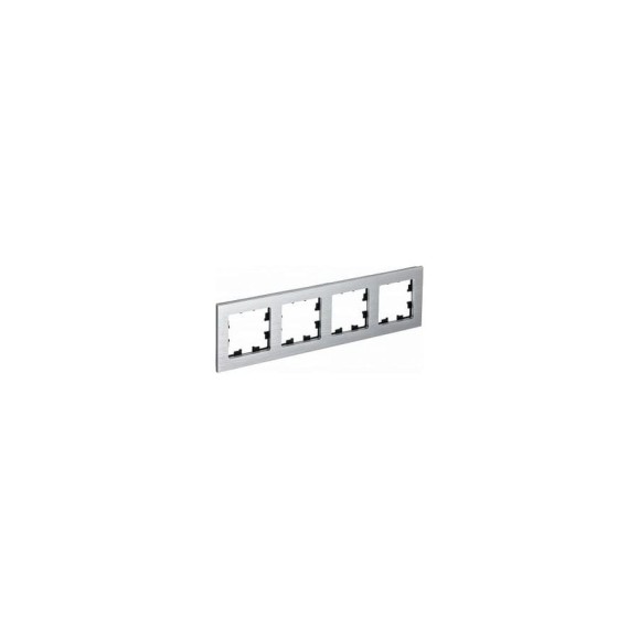Рамка Systeme Electric AtlasDesign NATURE металл серебро 4-ая ATN312104