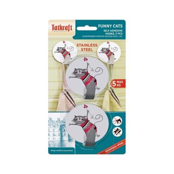 Самоклеящийся крючок Tatkraft FUNNY CATS 2 шт. 20092