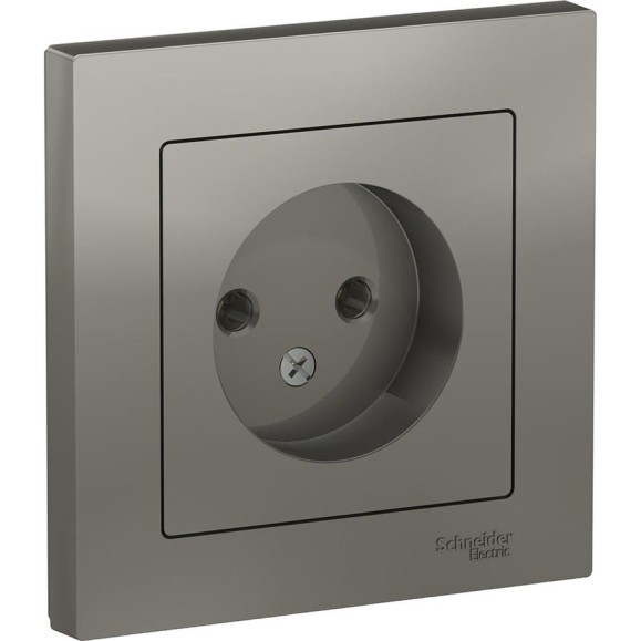 Розетка Systeme Electric AtlasDesign Сталь б/з, 16А, в сборе SE ATN000940