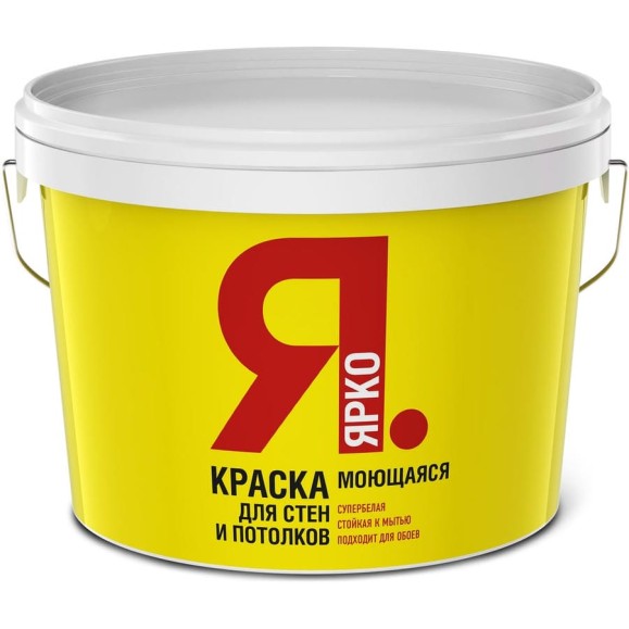 Краска для стен и потолков моющаяся ЯРКО белая, ведро 28 кг О01357.4 Краска для стен и потолков моющаяся ЯРКО белая, ведро 28 кг О01357.4