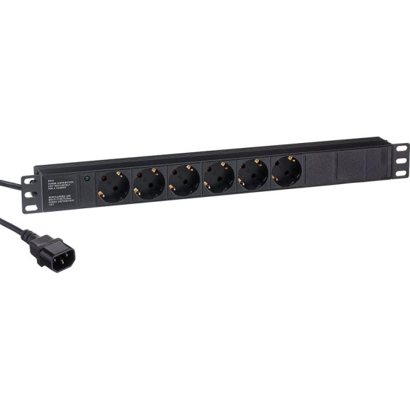 Блок розеток ExeGate ServerPro PDU-19H604 Al-6S-C14-2 5CU 19 1U алюминий 6Schuko кабель с C14 2.5м 280829