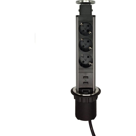 Вертикальная выдвижная розетка механическая ROCKETSOCKET 3EU + 2USB, кабель 2м, диаметр 60мм AM-105S-3EU2UC-12 Вертикальная выдвижная розетка механическая ROCKETSOCKET 3EU + 2USB, кабель 2м, диаметр 60мм AM-105S-3EU2UC-12