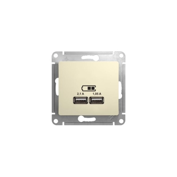 Розетка Systeme Electric Glossa бежевый USB 5В (2100мА), 2х5В (1050мА) SE GSL000233
