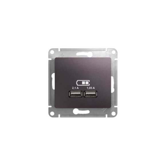 Розетка Systeme Electric Glossa Сиреневый туман USB 5В (2100мА), 2х5В (1050мА) SE GSL001433