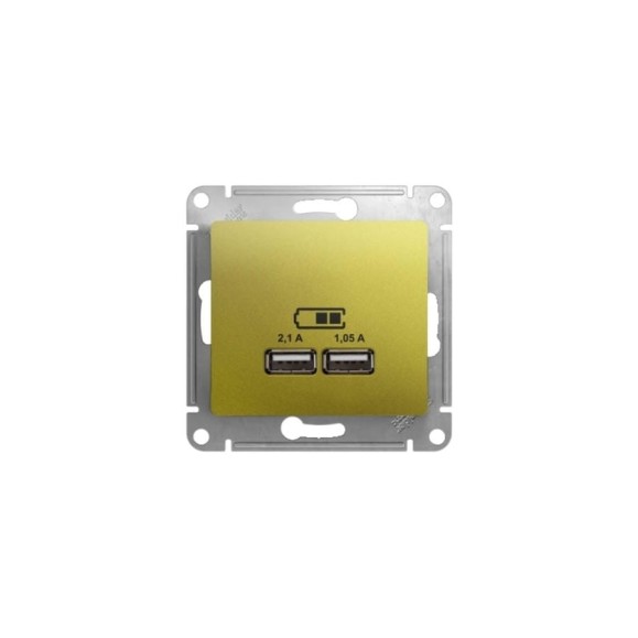 Розетка Systeme Electric Glossa Фисташковая USB 5В (2100мА), 2х5В (1050мА) SE GSL001033