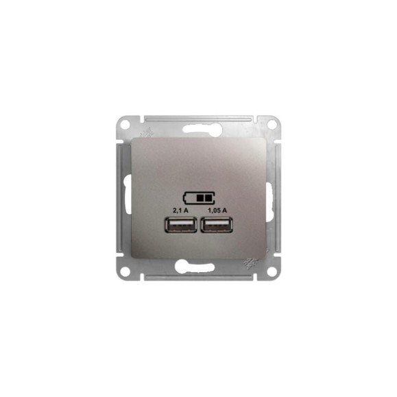 Розетка Systeme Electric Glossa Платина USB 5В (2100мА), 2х5В (1050мА) SE GSL001233