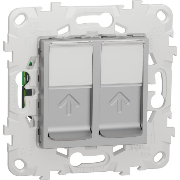 Компьютерная розетка Systeme Electric Unica New Алюминий RJ45, двойная, кат. 6 UTP NU542430 Компьютерная розетка Systeme Electric Unica New Алюминий RJ45, двойная, кат. 6 UTP NU542430
