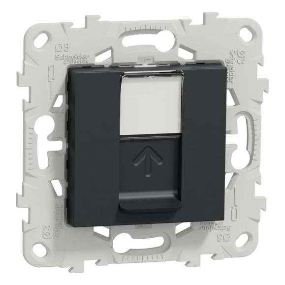 Компьютерная розетка Systeme Electric Unica New Антрацит RJ45, одиночная кат. 6 UTP NU541554