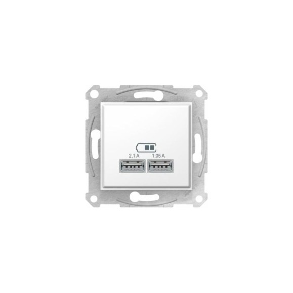 Розетка USB Systeme Electric Sedna Белый 2-ая 2,1А 2x1,05А SE SDN2710221 Розетка USB Systeme Electric Sedna Белый 2-ая 2,1А 2x1,05А SE SDN2710221