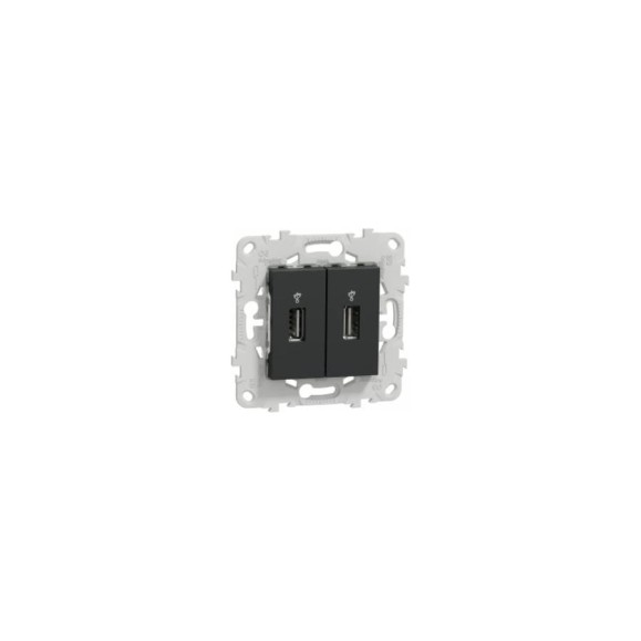 USB розетка Systeme Electric Unica New Антрацит двойная NU542754 USB розетка Systeme Electric Unica New Антрацит двойная NU542754