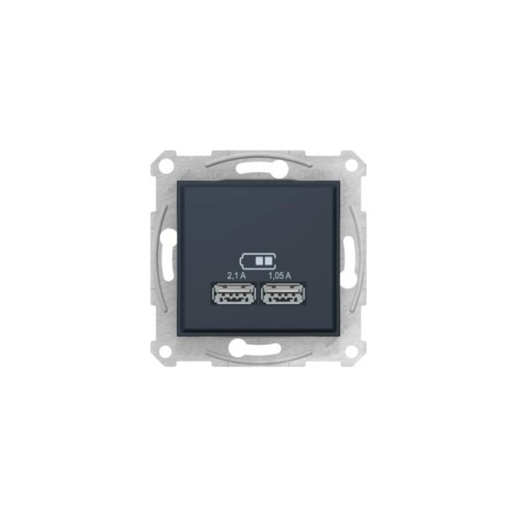 Розетка USB Systeme Electric Sedna Графит 2-ая 2,1А 2x1,05А SE SDN2710270 Розетка USB Systeme Electric Sedna Графит 2-ая 2,1А 2x1,05А SE SDN2710270