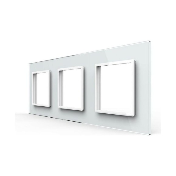 Рамка для розетки LIVOLO 3 поста, цвет белый, стекло BB-C7-SR/SR/SR-11 Рамка для розетки LIVOLO 3 поста, цвет белый, стекло BB-C7-SR/SR/SR-11