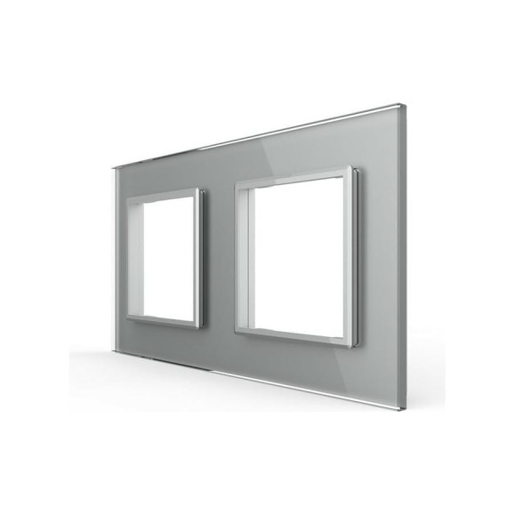 Рамка для розетки LIVOLO 2 поста, цвет серый, стекло BB-C7-SR/SR-15 Рамка для розетки LIVOLO 2 поста, цвет серый, стекло BB-C7-SR/SR-15