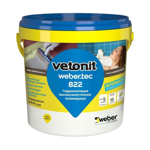 Готовая гидроизоляционная мастика Vetonit weber. tec 822 ведро, 1.2 кг, серая 1021458 Готовая гидроизоляционная мастика Vetonit weber. tec 822 ведро, 1.2 кг, серая 1021458