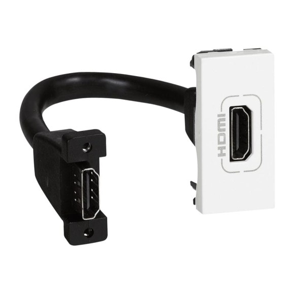 Розетка HDMI Legrand Mosaic 1 модуль, оборудована шнуром, белая 078778