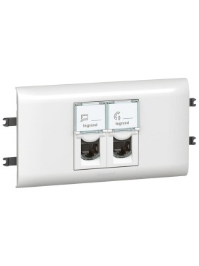 Розетка 2хRJ45 Legrand Программа Mosaic с рамкой и суппортом для DLP с крышкой 65 мм UTP 078663