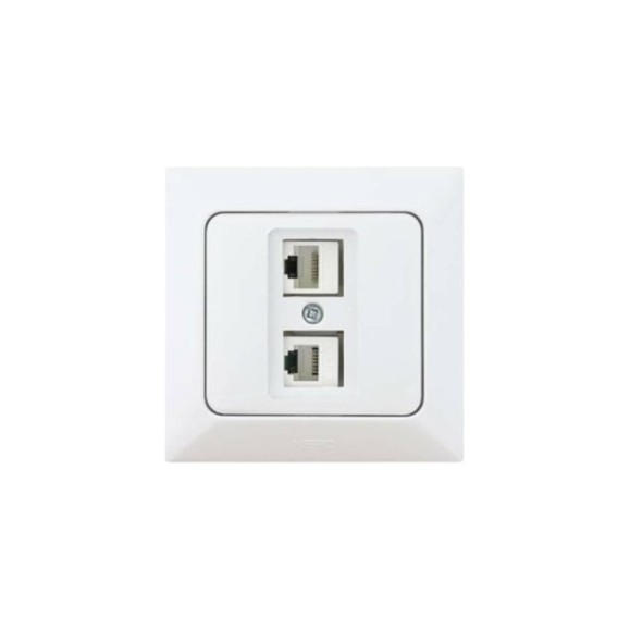 Компьютерная+телефонная розетка NE-AD CAT5+CAT3, Aras, Белый, 93-110-21-DN