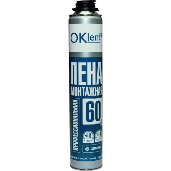 Профессиональная монтажная пена OKlent 60 зимняя, 650 гр 00000345845 Профессиональная монтажная пена OKlent 60 зимняя, 650 гр 00000345845
