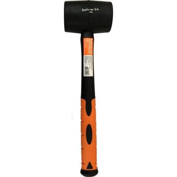 Киянка Bohrer 450 г. рукоятка фиберглас с резиновым покрытием, круглый боек, черная резина 45013245