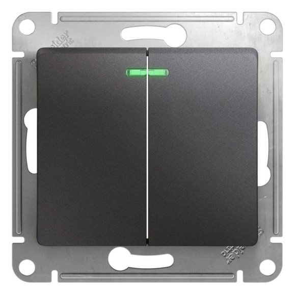 Механизм выключателя Systeme Electric 2-клавиши СП Glossa 10А IP20 сх. 5а 10AX графит GSL001353