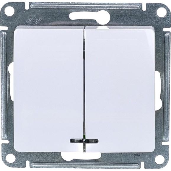 Двухклавишный механизм выключателя Systeme Electric СП GLOSSA 10А IP20 10AX с подсветкой белый GSL000153 Двухклавишный механизм выключателя Systeme Electric СП GLOSSA 10А IP20 10AX с подсветкой белый GSL000153