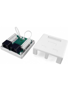 Двойная внешняя компьютерная Розетка RJ-45(8P8C) Hyperline SB1-2-8P8C-C5e-WH категория 5e, 430234
