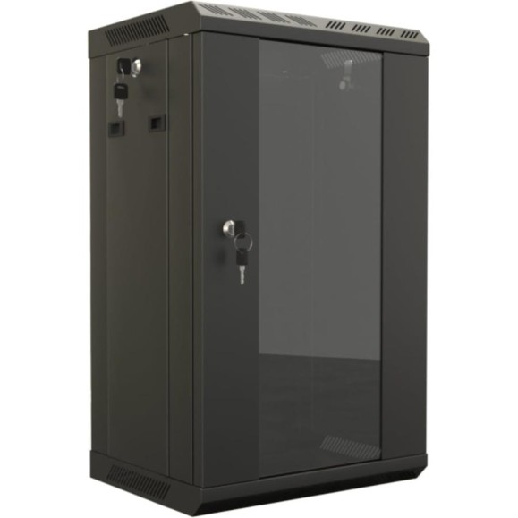 Настенный шкаф Hyperline TDB-9U-GP-RAL9004 10'', 9U, 499,5х390х300, установочный размер 254 мм, со с 445488