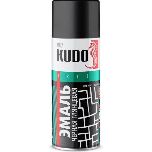 Аэрозольная краска в баллончике KUDO высокопрочная алкидная универсальная глянцевая RAL 9005 чёрная KU-1002 Аэрозольная краска в баллончике KUDO высокопрочная алкидная универсальная глянцевая RAL 9005 чёрная KU-1002