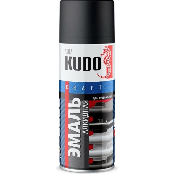 Эмаль для радиаторов отопления аэрозольная в баллончике KUDO матовая чёрная KU-5103