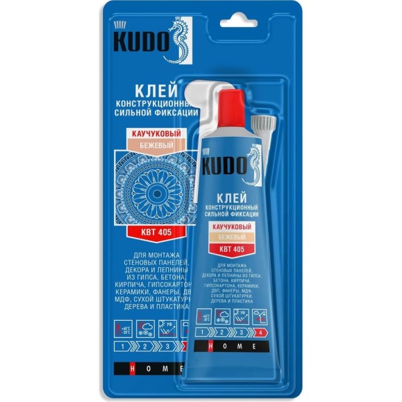 Универсальный монтажный клей сильной фиксации на каучуковой основе KUDO тюбик в блистере KUGRUB85US