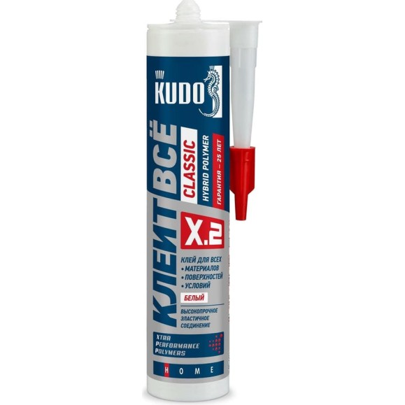 Клей на основе гибридных полимеров KUDO Клеит Все CLASSIC белый, 280 мл KX-2W