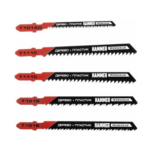 Набор пилок по дереву и пластику Flex 204-902 JG WD-PL No2 5 шт для лобзика Hammer 30579