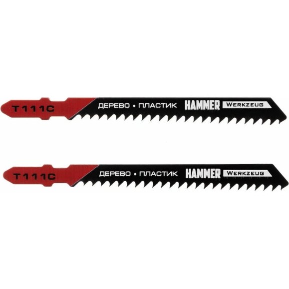 Пилка по дереву Flex JG WD-PL T111C (2 шт; 74 мм, шаг 3 мм; HCS) для лобзика Hammer 30568 204-106