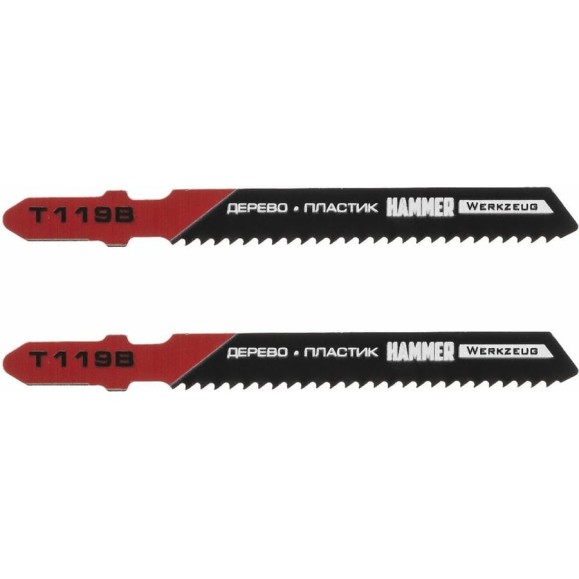 Пилка для мягкого дерева Flex JG WD-PL T119B (2 шт; 80 мм; шаг 2 мм; HCS) для лобзика Hammer 30567 204-107