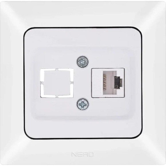 Компьютерная розетка NE-AD + гнездо с заглушкой, CAT6, Aras, Белый жемчуг, 93-126-23-D1