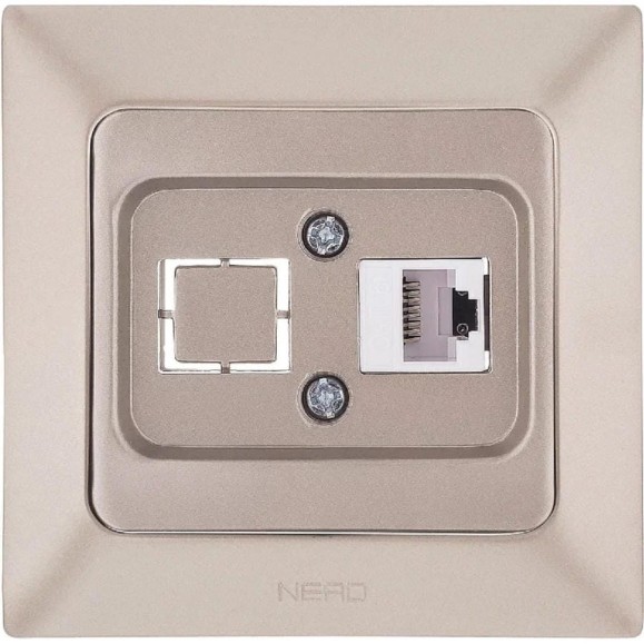 Компьютерная розетка NE-AD + гнездо с заглушкой, CAT6, Aras, Бронза, 93-123-23-D1