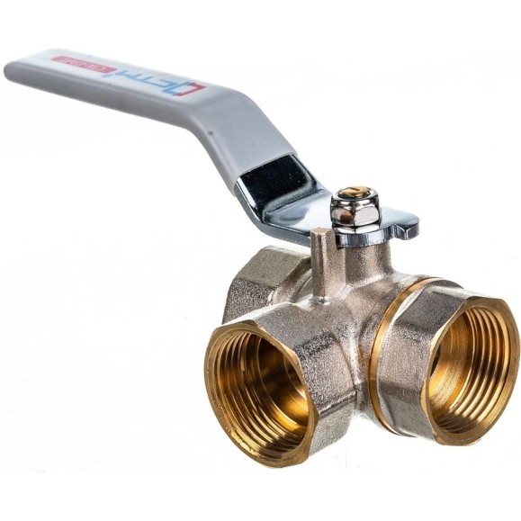 Шаровой кран для воды СТМ СТАНДАРТ 3/4", трехходовой, тип L, рычаг CW3FL034
