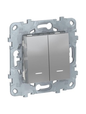 2-клавишный переключатель Systeme Electric UNICA NEW 2 модуля, с подсветкой NU521330N
