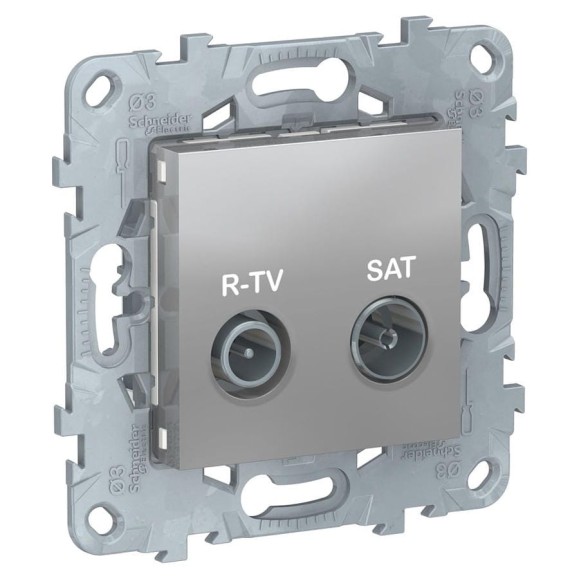 Проходная розетка R-TV/SAT Systeme Electric UNICA NEW алюминий NU545630