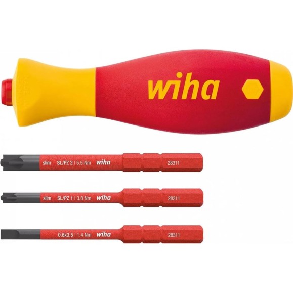Набор из отвёртки с держателем бит Wiha SoftFinish slimVario electric 4 предмета, wih43449