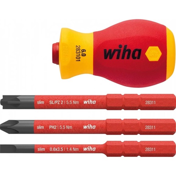Набор отверток с держателем бит Wiha 41230 electric slimVario Stubby, 4 предмета wih41230 Набор отверток с держателем бит Wiha 41230 electric slimVario Stubby, 4 предмета wih41230