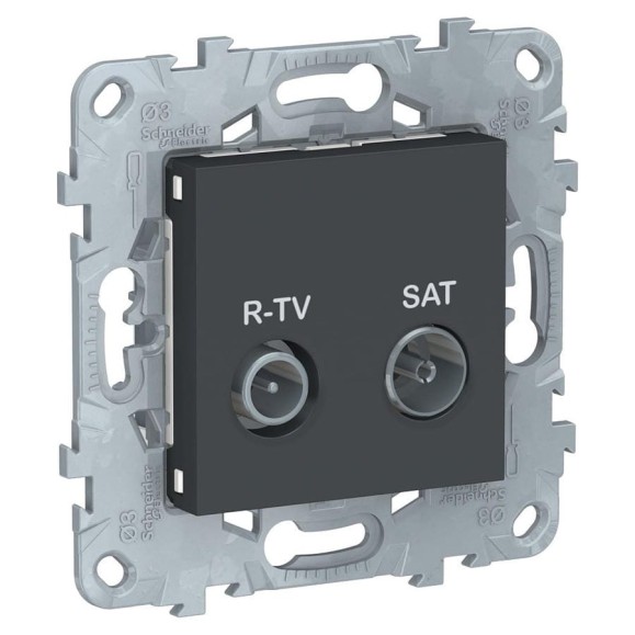 Проходная розетка R-TV/SAT Systeme Electric UNICA NEW антрацит NU545654