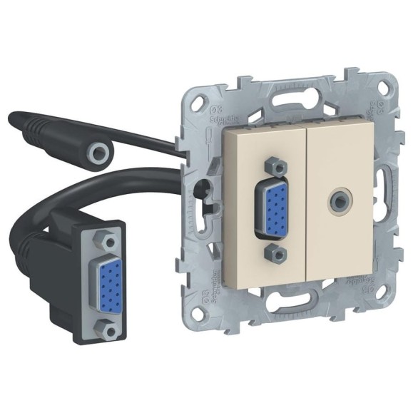 Розетка HD15+Minijack Systeme Electric UNICA NEW бежевый NU593244