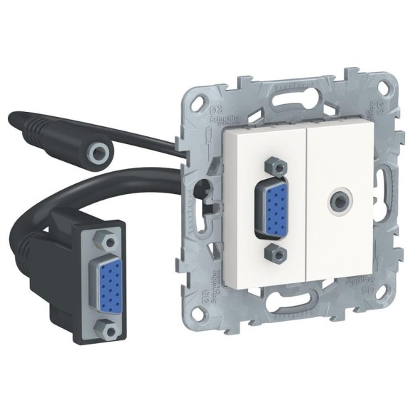 Розетка HD15+Minijack Systeme Electric UNICA NEW белый NU593218